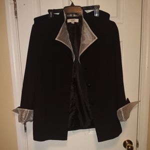 2 Piece Le Suit Skirt Set with Silver Collar and Cuffs Accent Size